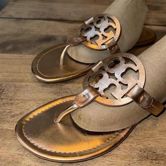 Tory Burch Rose Gold Metallic Miller Sandals - Picture 4 of 9